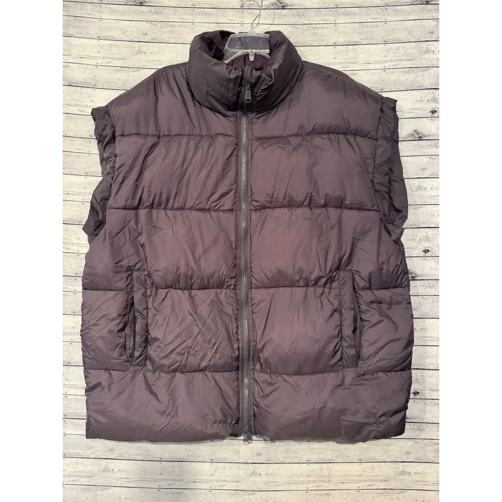 Free People FP Movement In A Bubble Puffer Vest Womens Sz L Oversized Purple